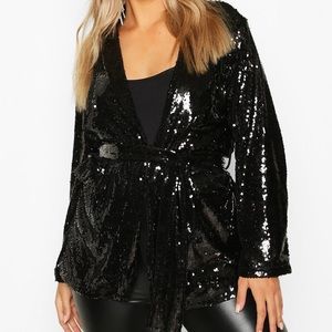 Sequins black wrap blazer